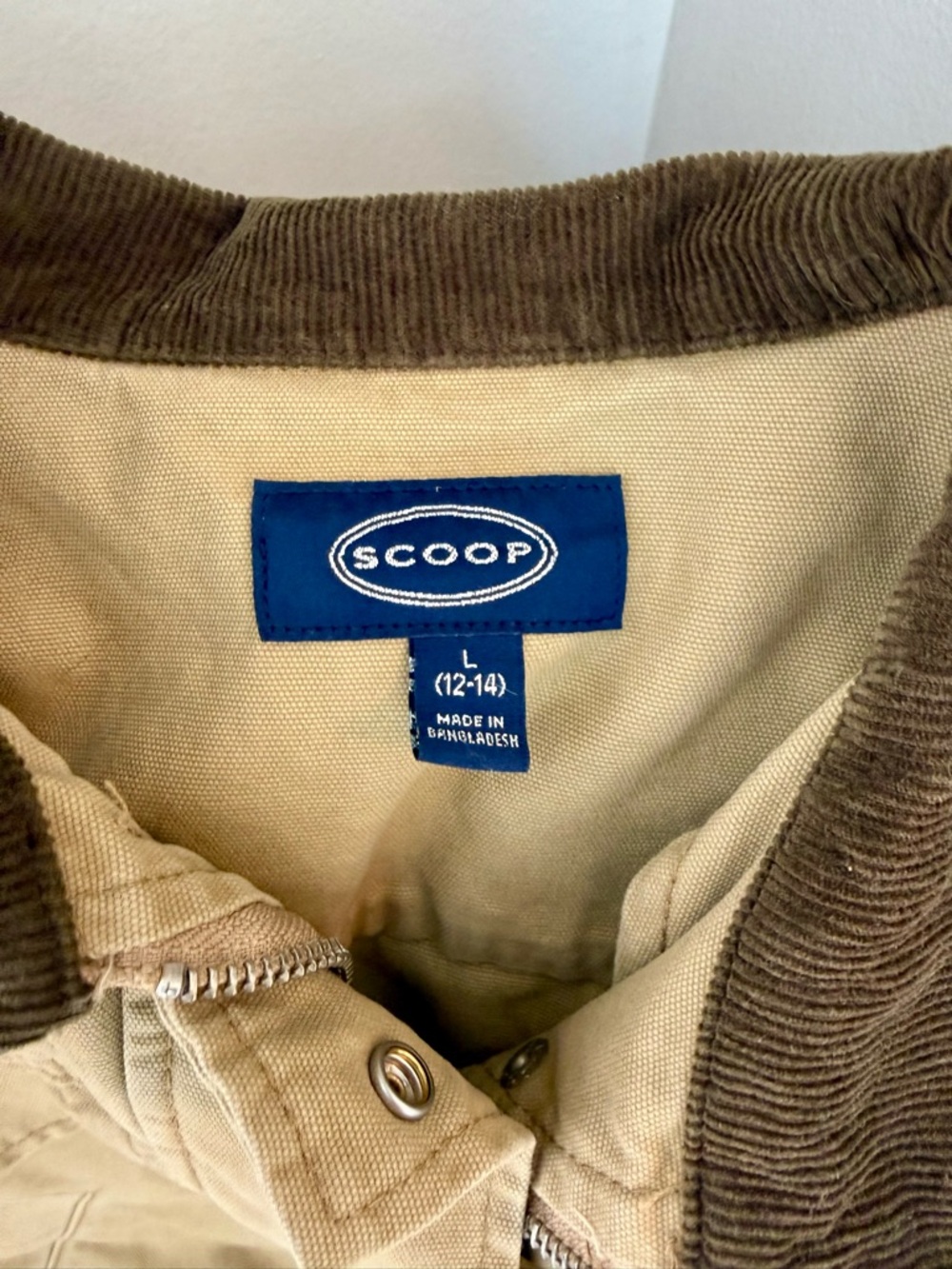 100% cotton Utility Jacket with Dark Corduroy Collar - Tan - Picture 2 of 5